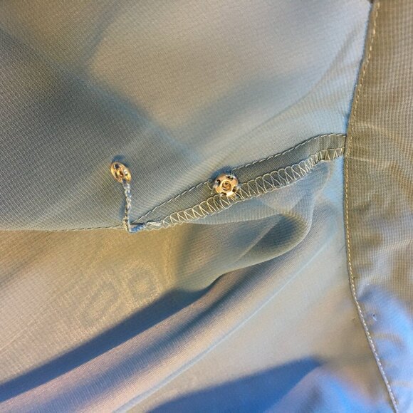 Sheer Feminine Blouse Teal Blue Medium Romantic Regal Ruffle - Picture 15 of 16